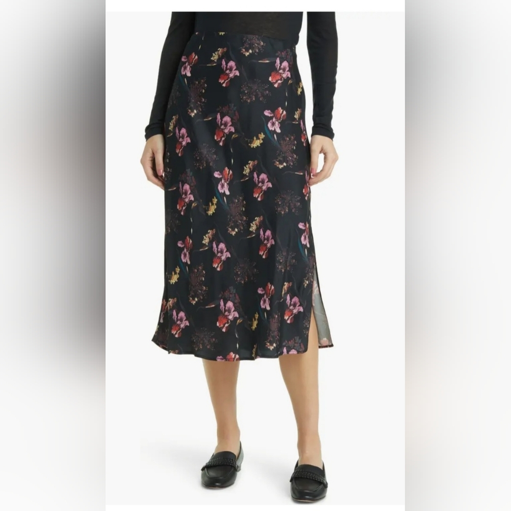Madewell Layton Floral Midi Slip Skirt Size 6